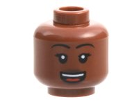 LEGO onderdeel Minifigure, Head Female Black Eyebrows, Dark Brown Lips, Open Mouth Smile with Teeth and Tongue Pattern - Hollow Stud 3626pb3175