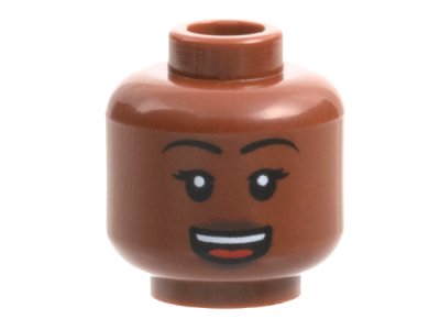 LEGO part Minifigure, Head Female Black Eyebrows, Dark Brown Lips, Open Mouth Smile with Teeth and Tongue Pattern - Hollow Stud (3626pb3175)