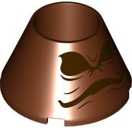 LEGO part Cone 4 x 4 x 2 Hollow No Studs with Dark Brown Eyes and Mouth Pattern (HP Sorting Hat Face) (4742pb005)