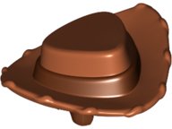 LEGO part Minifigure, Hair Combo, Hair with Hat, Short Hair with Molded Dark Orange Cowboy Triangular Brim Hat with Reddish Brown Band Pattern 49514pb01