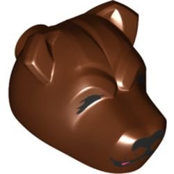 LEGO part Dog Head with Black Nose, Closed Eyes, Closed Mouth with Drool Pattern (HP Fluffy Left Head) (78536pb01)