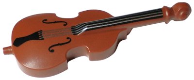 LEGO part Minifigure, Utensil Musical Instrument, Double Bass with Black Neck, Tailpiece, and F Holes and Silver Strings Pattern (80444pb01)