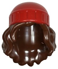 LEGO part Mini Doll, Hair Combo, Hair with Hat, Long Wavy with Molded Red Beanie Pattern 80577pb03