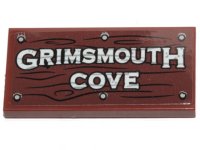 LEGO part Tile 2 x 4 with 'GRIMSMOUTH COVE', Wood Grain and 6 Nails Pattern (Sticker) - Set 70431 87079pb0698