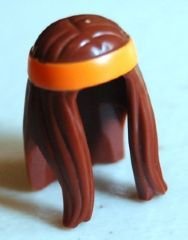 LEGO part Minifigure, Hair Long with Orange Headband Pattern 99248pb01
