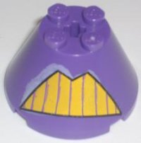 LEGO part Cone 4 x 4 x 2 with Axle Hole with Yellow Teeth Pattern (Zurg) 3943bpb03