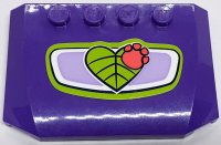 LEGO part Wedge 4 x 6 x 2/3 Triple Curved with Lime Heart-Shaped Leaf and Coral Paw Print (Sticker) - Set 41421 52031pb180