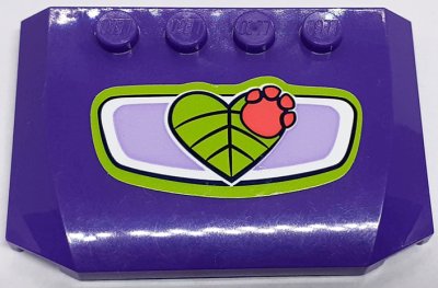 LEGO part Wedge 4 x 6 x 2/3 Triple Curved with Lime Heart-Shaped Leaf and Coral Paw Print (Sticker) - Set 41421 (52031pb180)
