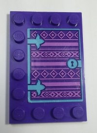 LEGO part Tile, Modified 4 x 6 with Studs on Edges with Book Cover and Keyhole Pattern (Sticker) - Set 41169 6180pb124