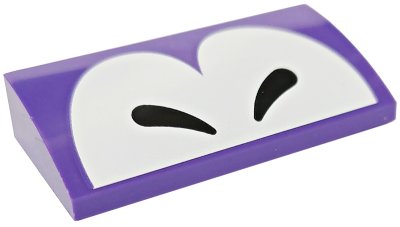 LEGO part Slope, Curved 2 x 4 x 2/3 with Bottom Tubes with Black Closed Eyes on White Background Pattern (Super Mario Cheep Chomp) (88930pb170)