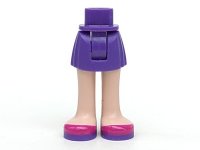 LEGO onderdeel Mini Doll Hips and Skirt, Light Nougat Legs and Dark Purple and Magenta Shoes Pattern - Thick Hinge 92252c00pb007