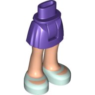 LEGO part Mini Doll Hips and Skirt, Light Nougat Legs and Light Aqua Shoes Pattern - Thick Hinge 92252c00pb018