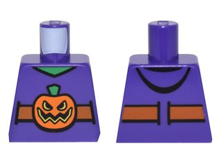 LEGO part Torso Vest with Dark Orange Belt and Orange Pumpkin Jack-o-Lantern Buckle Pattern (973pb2281)