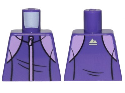 LEGO part Torso Tracksuit with Medium Lavender Zipper and White Mountain Logo on Back Pattern (973pb3546)