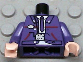 LEGO part Torso Harry Potter Bus Driver Jacket and Dark Purple Tie Pattern / Dark Purple Arms / Light Nougat Hands (973px397c01)