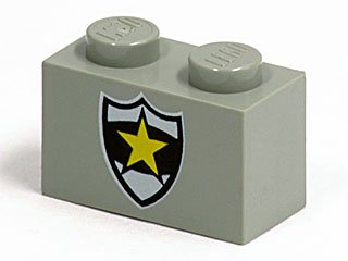 LEGO part Stein 1 x 2 avec Motif Insigne Badge Étoile Police Jaune (3004pb008)