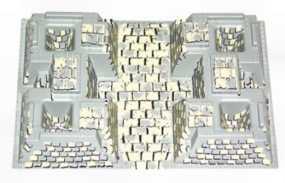 LEGO part Plancia Base, Rialzata 32 x 48 x 6 con 4 Pozzi Angolari con Motivo Roccia Marrone e Grigia (30271px4)