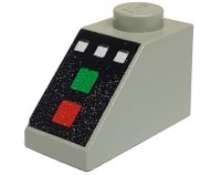 LEGO part Slope 45 2 x 1 with 3 White Buttons, Red and Green Lamps Pattern 3040px1