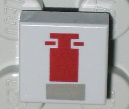 LEGO part Platte 1 x 1 mit Mini-Snowspeeder-Vorderende mit dunkelgrau und roten Rechtecken-Muster (3070ps1)