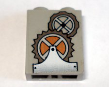 LEGO part Stein 1 x 2 x 2 mit innerer Achsenhalterung mit Zahnrad-Muster (Aufkleber) - Set 1382 (3245bpb08)