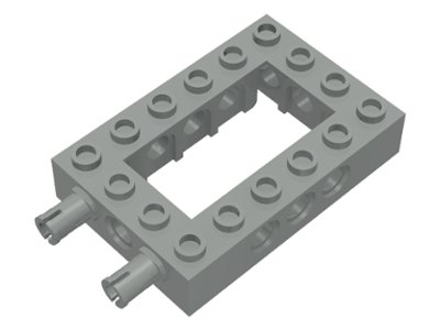 LEGO part Technic, Mattone 4 x 6 Centro Aperto con 2 Perni Rotanti Fissi con Attrito su Fine (32531c01)