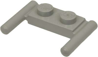 LEGO part Plate, Modified 1 x 2 with Bar Handles - Round Ends, Mid Attachment (3839a)