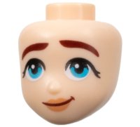 LEGO part Mini Bambola, Testa Friends con Spessi Sopraccigli Rosso Scuro, Occhi Azzurro Medio, Labbra Nocciola, e Motivo Smorfia 101155