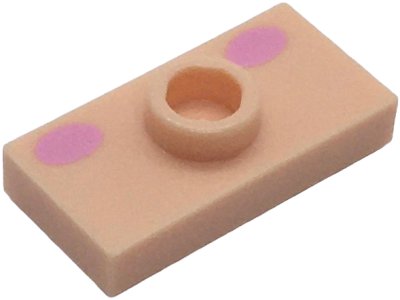 LEGO part Platte, Modifiziert 1 x 2 mit 1 Stollen mit Rille und unterem Stollhalter (Jumper) mit Hellrosa ovale Wangen Muster (Super Mario Baby Peach Unteres Gesicht) (15573pb01)