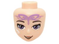 LEGO part Mini Doll, Head Friends with Medium Lavender Eyes, Open Mouth Smile and Elves Tribal Pattern (Aira) 19832
