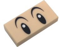 LEGO part Fliese 1 x 2 mit schwarzen ovalen Augen mit weißen Schülern und vollständigen gewölbten Augenbrauen Muster (Super Mario Baby Mario) 3069pb1318