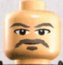 LEGO part Minifigure, Head Male Gray Moustache, Goatee, and Eyebrows Pattern 3626pb0066