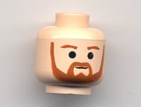 LEGO part Minifigure, Head Dark Orange Trim Beard (round below mouth) and Eyebrows Pattern 3626pb0235