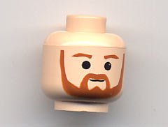 LEGO part Minifigure, Head Dark Orange Trim Beard (round below mouth) and Eyebrows Pattern (3626pb0235)