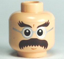 LEGO part Minifigure, Head Glasses with Bushy Moustache and Eyebrows Pattern (HP Flitwick) (3626pb0483)