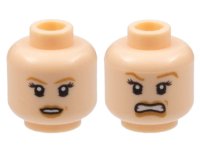 LEGO part Minifigure, Head Dual Sided Female PotC Elizabeth Light Brown Eyebrows and Dimple, Smile / Scared Pattern 3626pb0556