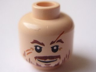 LEGO part Minifigure, Head Moustache Brown, Scratches/Scars across Face Pattern (HP Professor Lupin) (3626pb0599)