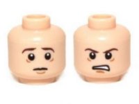 LEGO part Minifigure, Head Dual Sided LotR Frodo Brown Eyebrows Worried / Angry Pattern 3626pb0947