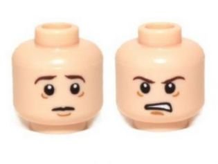 LEGO part Minifigure, Head Dual Sided LotR Frodo Brown Eyebrows Worried / Angry Pattern (3626pb0947)