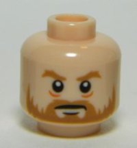 LEGO part Minifigure, Head Medium Nougat Beard and Bushy Eyebrows, White Pupils, Stern Pattern 3626pb1024