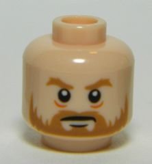 LEGO part Minifigure, Head Medium Nougat Beard and Bushy Eyebrows, White Pupils, Stern Pattern (3626pb1024)