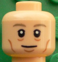 LEGO part Minifigure, Head Dark Tan Eyebrows, White Pupils, Eye Bags, Chin Dimple and Cheek Lines Pattern (Toni Kroos) 3626pb1610