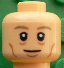 LEGO part Minifigure, Head Dark Tan Eyebrows, White Pupils, Eye Bags, Chin Dimple and Cheek Lines Pattern (Toni Kroos) (3626pb1610)