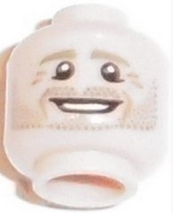 LEGO onderdeel Minifigure, Head Dark Tan Eyebrows, White Pupils, Dark Tan Stubble, Open Smile Pattern (Benedikt Höwedes) 3626pb1666