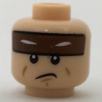 LEGO part Minifigure, Head Reddish Brown Headband with Squinted Batman Eyes, Sad Mouth Pattern 3626pb1710