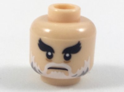 LEGO part Minifigure, Head Black Bushy Eyebrows, White Moustache and Beard with Gray Pattern (3626pb1988)