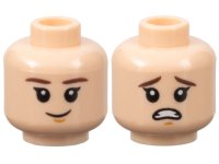 LEGO part Minifigure, Head Dual Sided Child Dark Brown Eyebrows, Medium Nougat Chin Dimple, Grin / Scared Pattern 3626pb2169