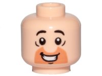 LEGO part Minifigure, Head Orange Cut Half Circle Beard, Black Eyebrows, Open Mouth, Smile, Teeth Pattern (Fred Flintstone) - Hollow Stud 3626pb2339