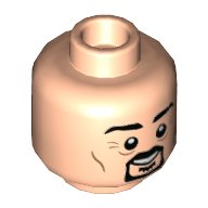 LEGO part Minifigure, Head Dual Sided Black Eyebrows, Moustache and Goatee, Grin / Frown Pattern - Hollow Stud 3626pb2692