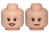 LEGO onderdeel Minifigure, Head Dual Sided Female, Nougat Eyebrows, Cheek Lines, Lips, Open Mouth Smile / Smile Pattern - Hollow Stud 3626pb3053
