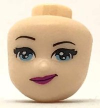 LEGO part Mini Doll, Head Friends with Bright Light Blue Eyes and Magenta Lips with Smirk Pattern 36321